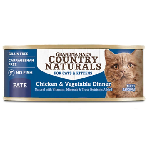 Grandma Mae's Country Naturals Pate Dinner Canned Cat Food Chicken  Vegetables, 2.8oz.