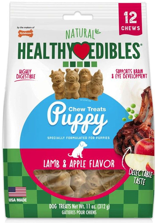 Nylabone Natural Healthy Edibles Puppy Chew Treats - Lamb & Apple Flavor