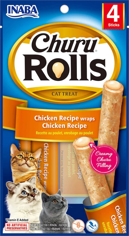 Inaba Cat Churu Rolls Chkn Wrap Chicken 6Ct-1.04Oz