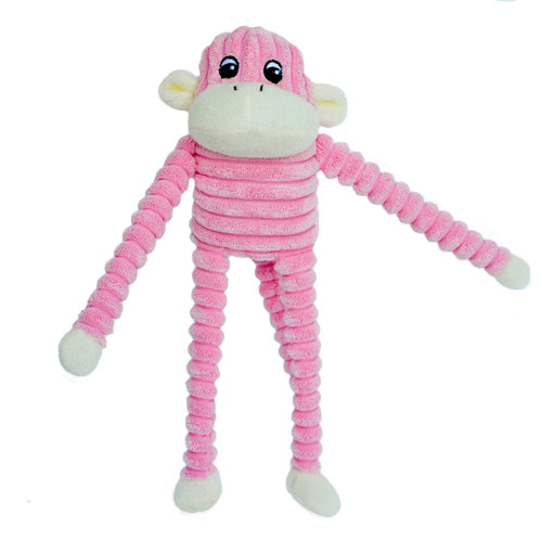 ZippyPaws Spencer the Crinkle Monkey Dog Toy Pink 1ea-SM