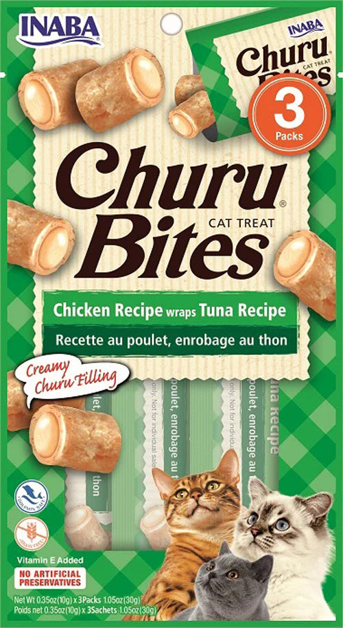 Inaba Cat Churu Bite Chkn Wrap Tuna 6Ct-1.05Oz