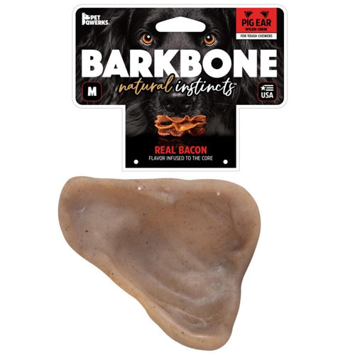 Pet Qwerks Barkbone Natural Instincts Nylon Pig Ear Dog Chew Toy Bacon: 1ea/MD