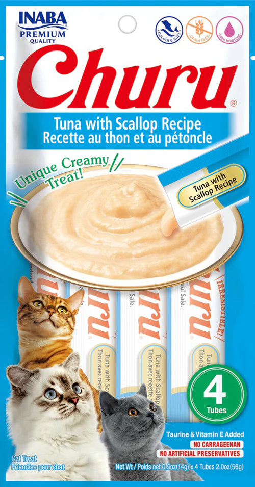 Inaba Cat Churu Puree Tuna Scallop 0.52Oz-6Ct