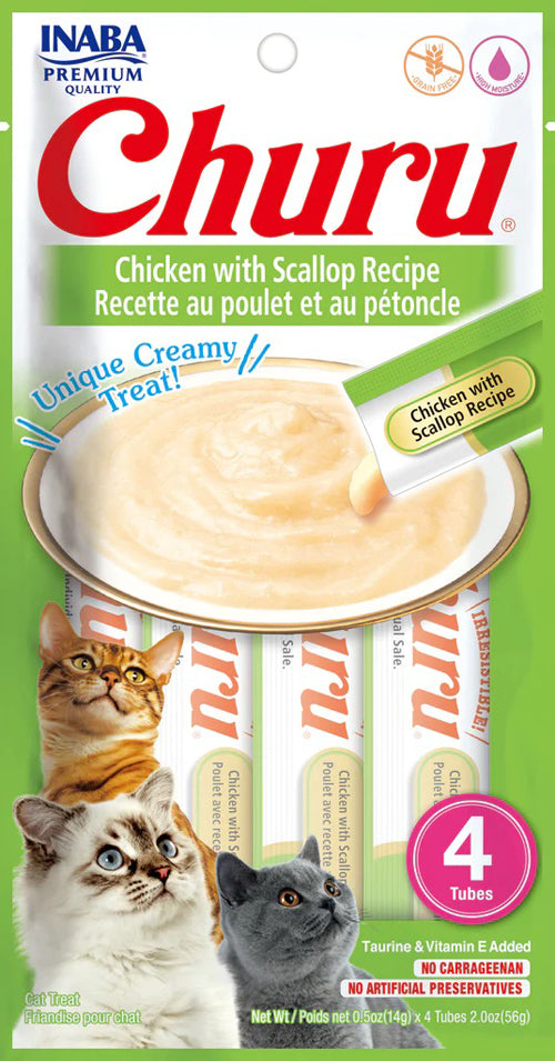 Inaba Cat Churu Puree Chkn Scallop 0.52Oz-6Ct