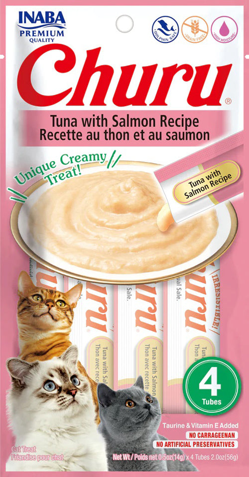 Inaba Cat Churu Puree Tuna Salmon 0.52Oz-6Ct