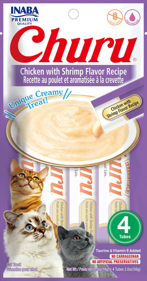 Inaba Cat Churu Puree Chkn Shrimp 0.52Oz-6Ct