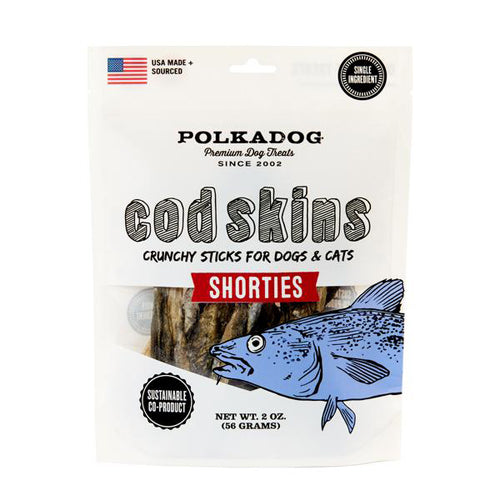 Polka Dog Cod Skin Shorties Dog and Cat Treats; 2 Oz