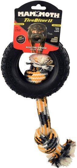 Mammoth Tirebiter II Dog Toy with Rope Medium