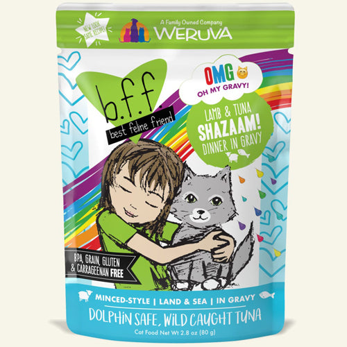 Weruva Cat BFF OMG Shazaam! Lamb and Tuna Dinner in Gravy 2.8oz Pouch 12-Tray