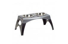 Bergan Stormcloud Elevated Feeder 2 Dog Bowl Black; Grey Medium