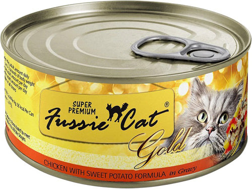 Fussie Cat Gold Chicken Sweet Potato 2.82oz/24 Superprem Can