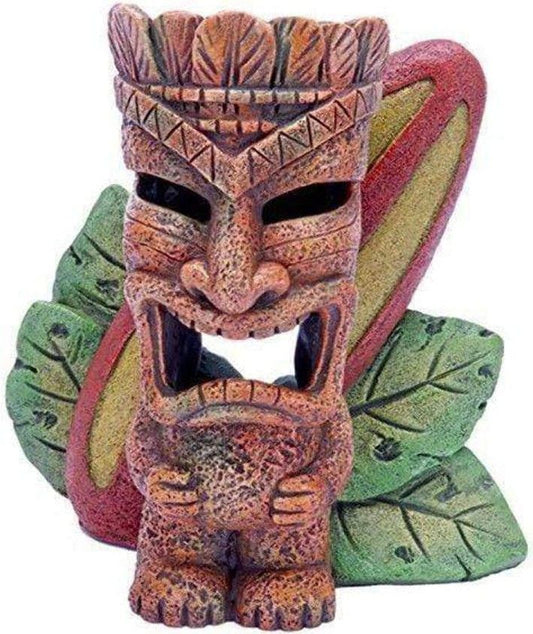 Penn Plax Tiki with Surfboard Aquarium Ornament