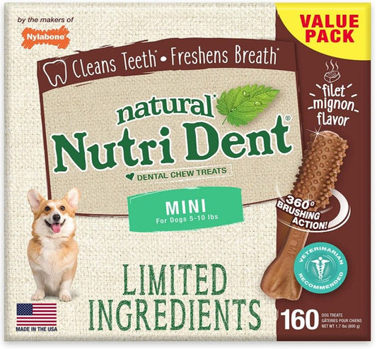 Nylabone Natural Nutri Dent Filet Mignon Dental Chews - Limited Ingredients