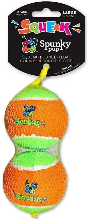 Spunky Pup Squeak Tennis Balls Dog Toy