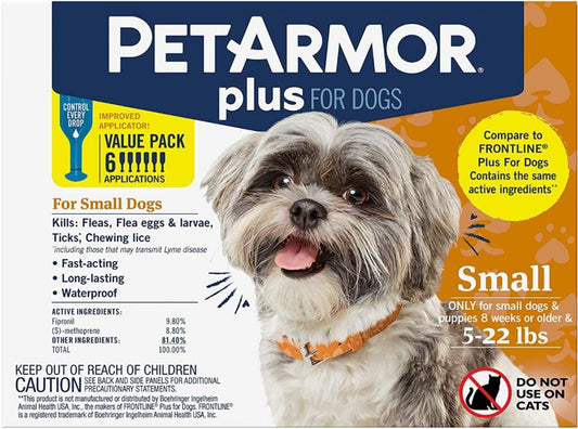 PetArmor Plus Flea and Tick Topical Treatment for Small Dogs 4-22 lbs