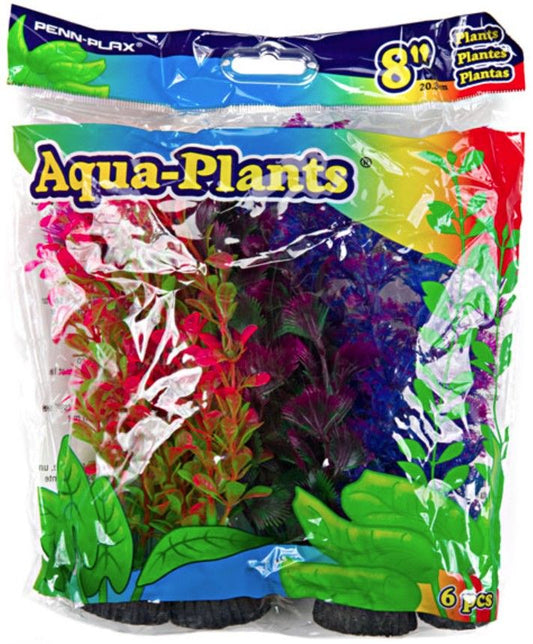 Penn Plax Colorful Aquarium Plastic Plant Pack 8 Inch Assorted Colors