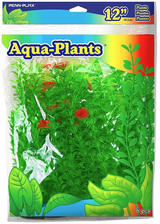 Penn Plax Plastic Plant Pack 12 Inch Green