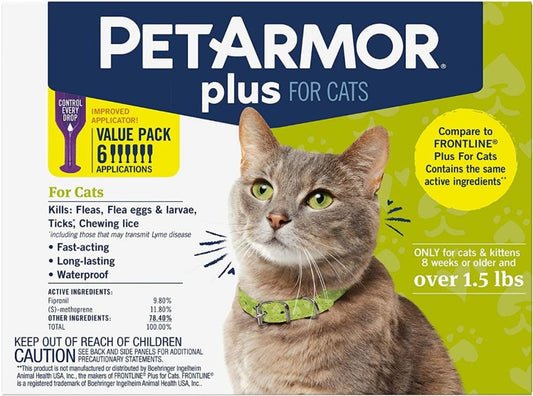 PetArmor Plus Flea and Tick Treatment for Cats (Over 1.5 Pounds)