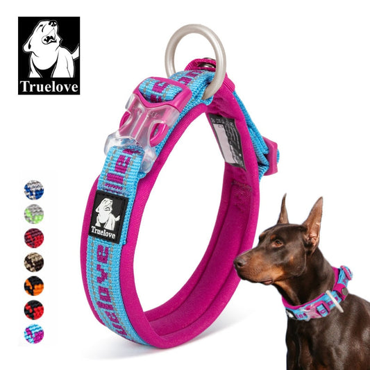 Truelove Embroider Neoprene Pet Dog Collar Nylon Adjustable Dog Collars For Big Small Dogs Running Reflective Chihuahua Bitpulls - Super-Petmart