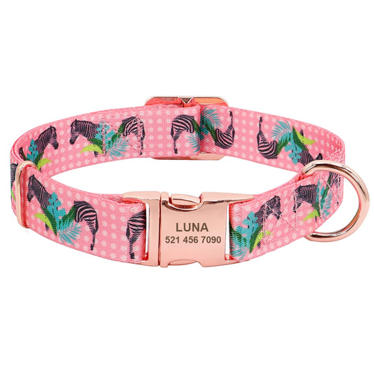 Fashion Custom Dog Collar Nylon Print Personalized Pet Collar Puppy Dog ID Collars Free Engraved ID for Small Medium Large Dogs - Super-Petmart