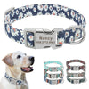 Custom Dog Collar Nylon Floral Engraved Pet Puppy Collar Print Personalized Name Collars for Small Medium Large Dogs Pitbull - Super-Petmart