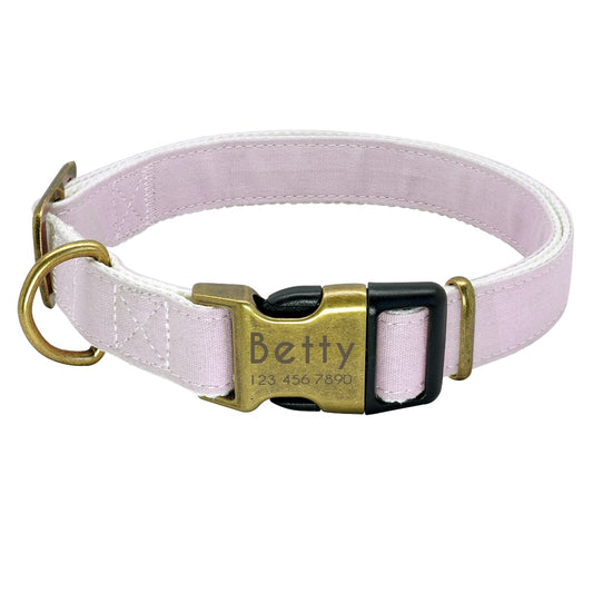 Personalized Dog Collar Nylon Small Large Dogs Puppy Collars Engrave Name ID for Small Medium Large Pet Pitbull Chihuahua Pink - Super-Petmart