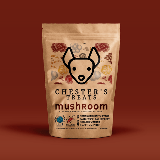 CHESTER'S LIONS MANE DOG TREATS WITH 7 MUSHROOM BLEND GOOD FOR BRAIN, IMMUNE, CARDIOVASCULAR SUPPORT - Super-Petmart