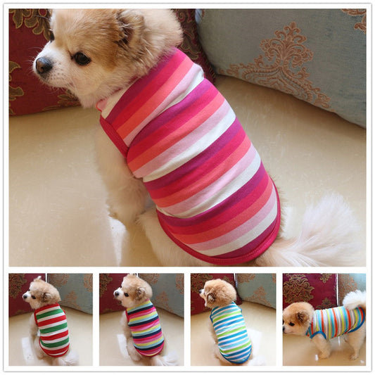 Pet Dog Clothing Cotton Stripe Vest Puppy Cotton - Super-Petmart