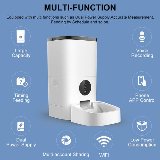 4L/6L/9L Automatic Pet Feeder APP Control Timing Feeding Voice Record Pet Food Dispenser [Video/Wifi/Button Version]