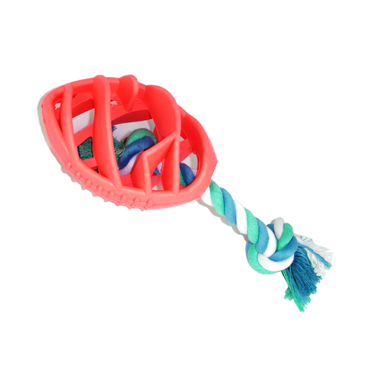 Rubber Football Dog Chew Toy with Tug Rope -- Great for Active Dogs -- - Super-Petmart