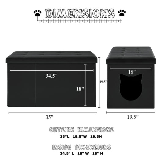 Designer Cat Litter Box Enclosure Hidden Washroom Bench Ottoman - Super-Petmart