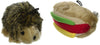 3 count PetMate Booda Zoobilee Hedgehog and Hotdog Plush Dog Toy 3.5