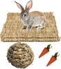 2 Grass Pet Mats Woven Bed Mat 1 Bell Balls for Small Animal Bunny Bedding Nest Chew Toy Bed Play Toy for Guinea Pig Parrot Rabbit Bunny Hamster Rat (Pack of 5)