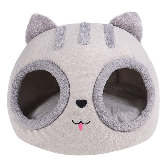 Warm Cat Head Shaped Pet Cat Dog Bed Removable Cushion Winter Kitten Cushion Indoor Pet House Kitty Shape Puppy House Durable