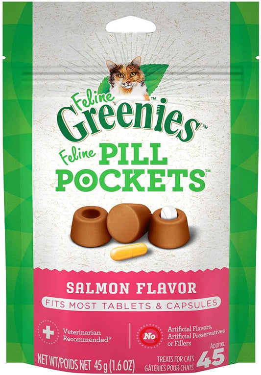 270 count (6 x 45 ct) Greenies Feline Pill Pockets Cat Treats Salmon Flavor