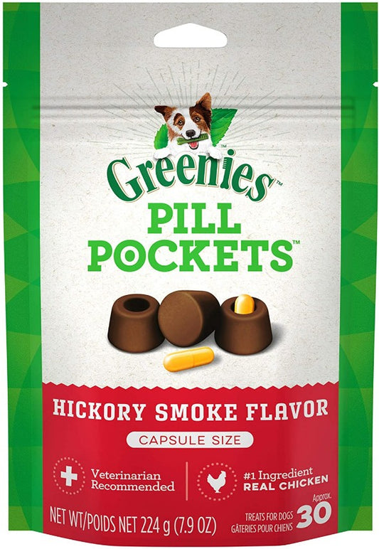 63.2 oz (8 x 7.9 oz) Greenies Pill Pockets for Capsules Hickory Smoke Flavor