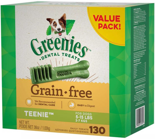 260 count (2 x 130 ct) Greenies Grain Free Teenie Dental Dog Treat