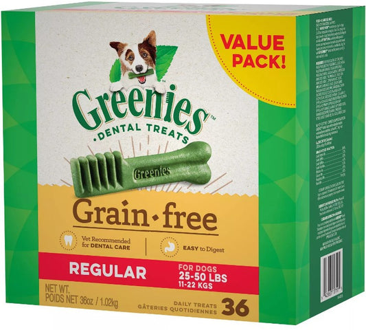 72 count (2 x 36 ct) Greenies Grain Free Regular Dental Dog Treat