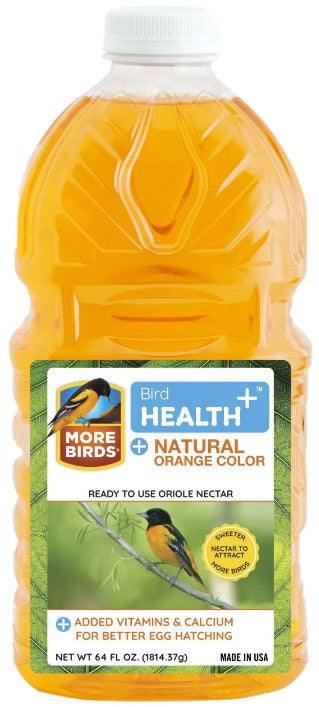 192 oz (3 x 64 oz) More Birds Health Plus Ready To Use Oriole Nectar Natural Orange