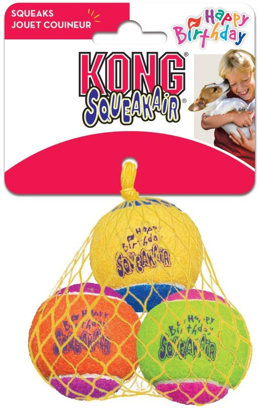 18 count (6 x 3 ct) KONG Squeaker Birthday Tennis Balls Medium