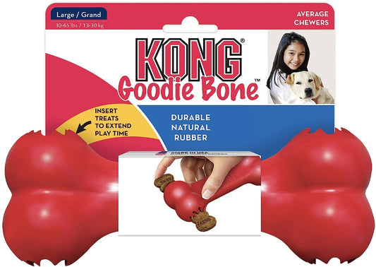 Large - 3 count KONG Goodie Bone Durable Rubber Dog Chew Toy Red