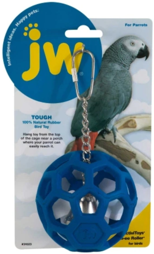 4 count JW Pet Insight Pet Hol-ee Roller Rubber Parrot Toy Assorted Colors