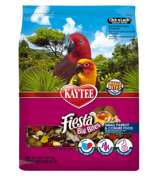 12 lb (3 x 4 lb) Kaytee Fiesta Gourmet Big Bites Diet Small Parrot and Conure