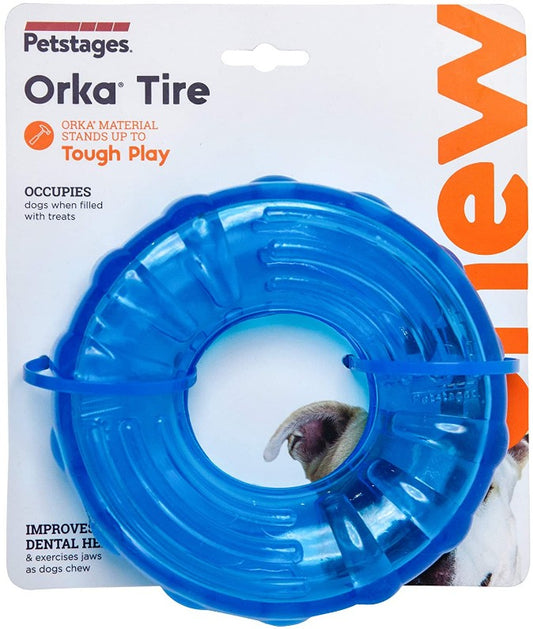 1 count Petstages Orka Tire Treat Dispensing Chew Toy for Dogs