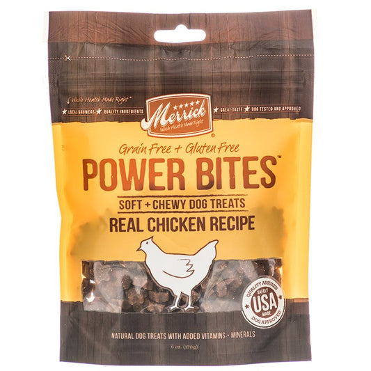 54 oz (9 x 6 oz) Merrick Power Bites Dog Treats Real Chicken Recipe