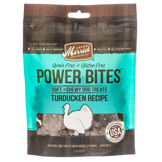 54 oz (9 x 6 oz) Merrick Power Bites Dog Treats Turducken Recipe