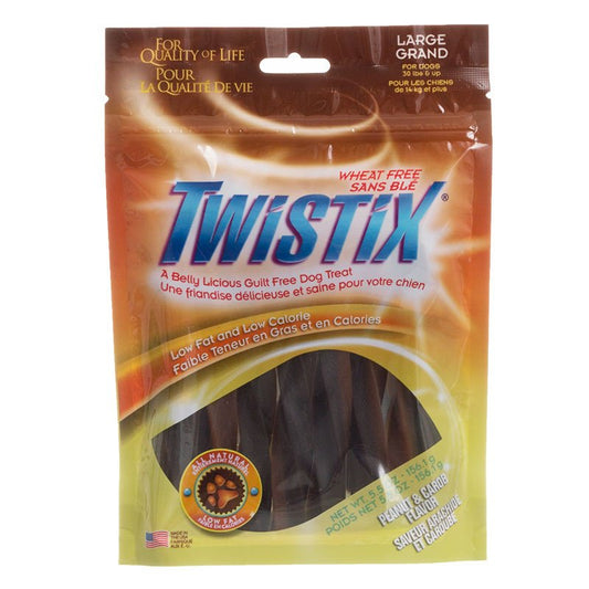 44 oz (8 x 5.5 oz) Twistix Peanut and Carob Flavor Dog Treats Large