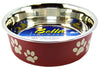 Small - 6 count Loving Pets Merlot Stainless Steel Dish With Rubber Base