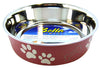 Large - 4 count Loving Pets Merlot Stainless Steel Dish With Rubber Base