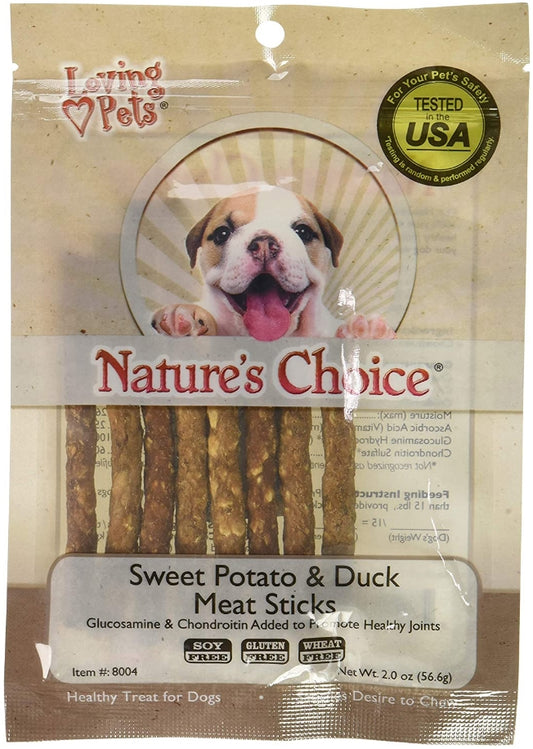 16 oz (8 x 2 oz) Loving Pets Natures Choice Sweet Potato and Duck Meat Sticks